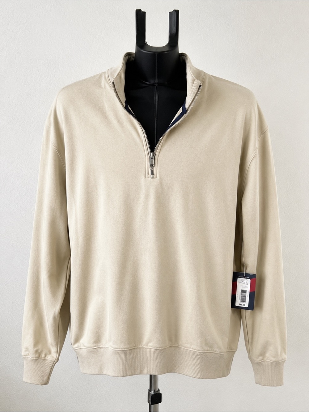 Roundtree & Yorke Trademark Men’s Large Quarter Zip Pullover Sweatshirt Beige